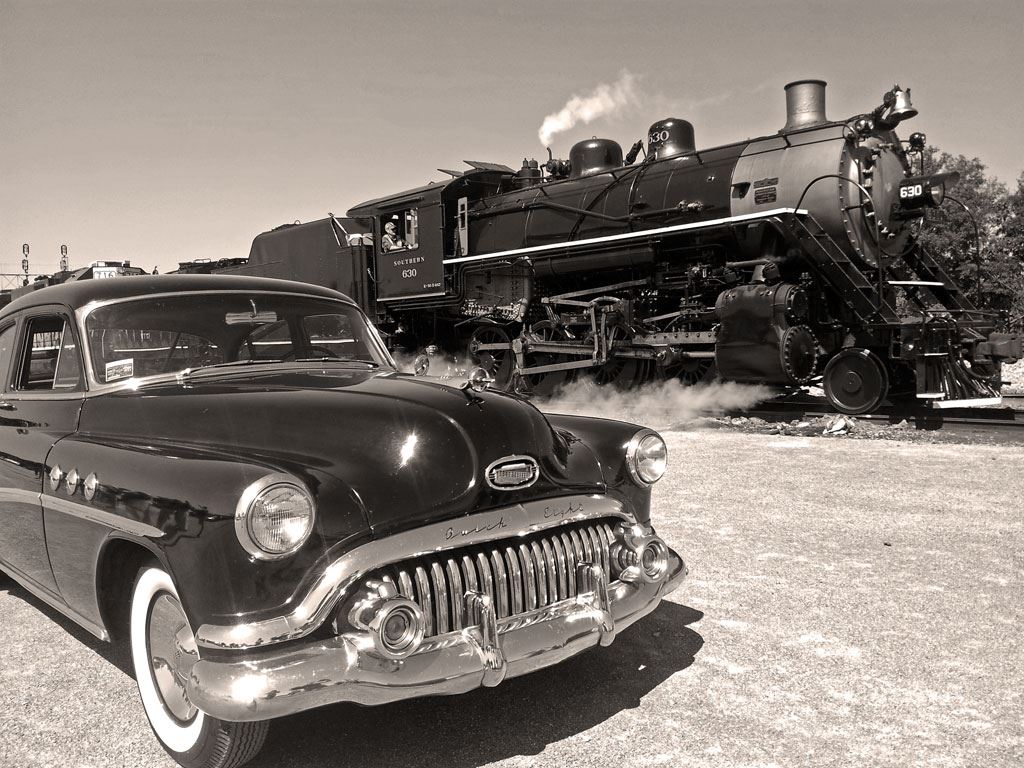 1952 Buick Eight with the Southern 630 Locomotive