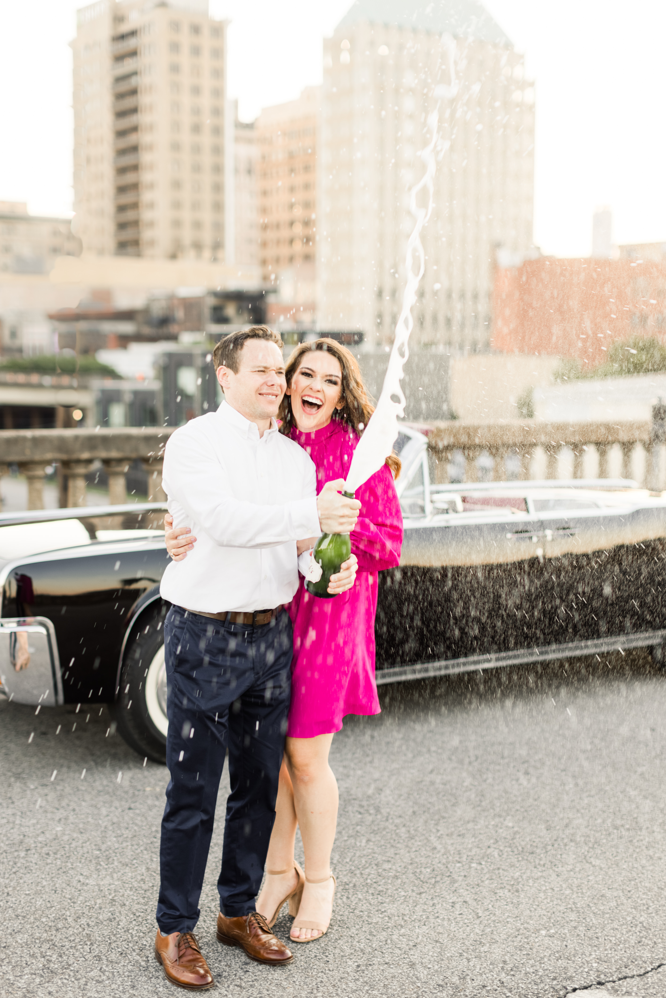Couple with Lincoln Convertible Elwood Special Occasion, Coats Classic Cars